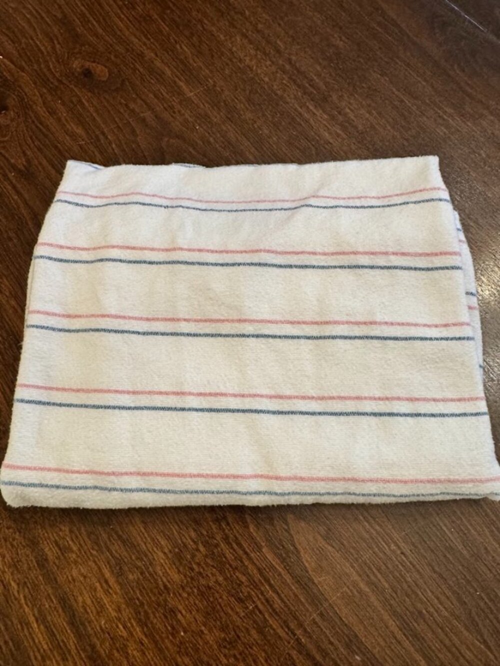 Vintage Angelica White with Pink and Blue Striped Baby Receiving Blanket